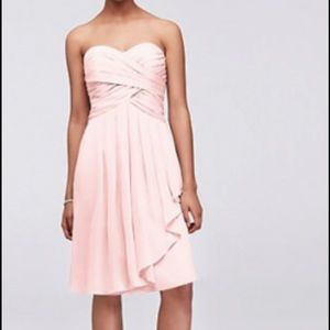 David’s Bridal Blush Short Bridesmaid Dress Short chiffon dress. Size 10